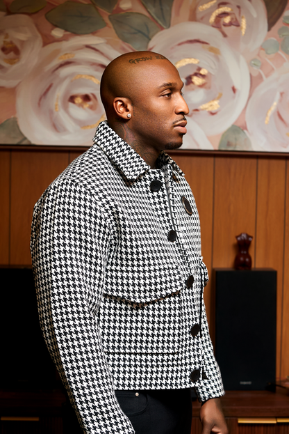 Houndstooth Boxy Fit Jacket