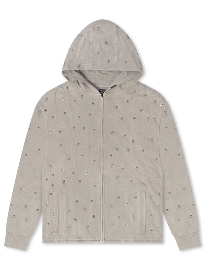 Rebel Denim Diamond Hoodie - Grey