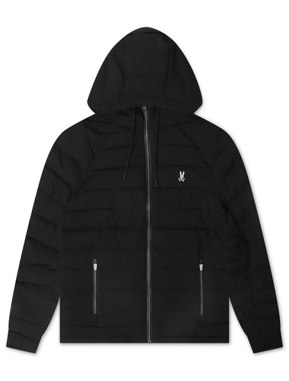Psycho Bunny Mens Humphrey Hooded Puffer Jacket - Black