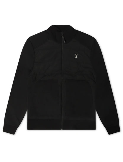 Psycho Bunny Mens Michael Mixed Media Zip Flannel - Black