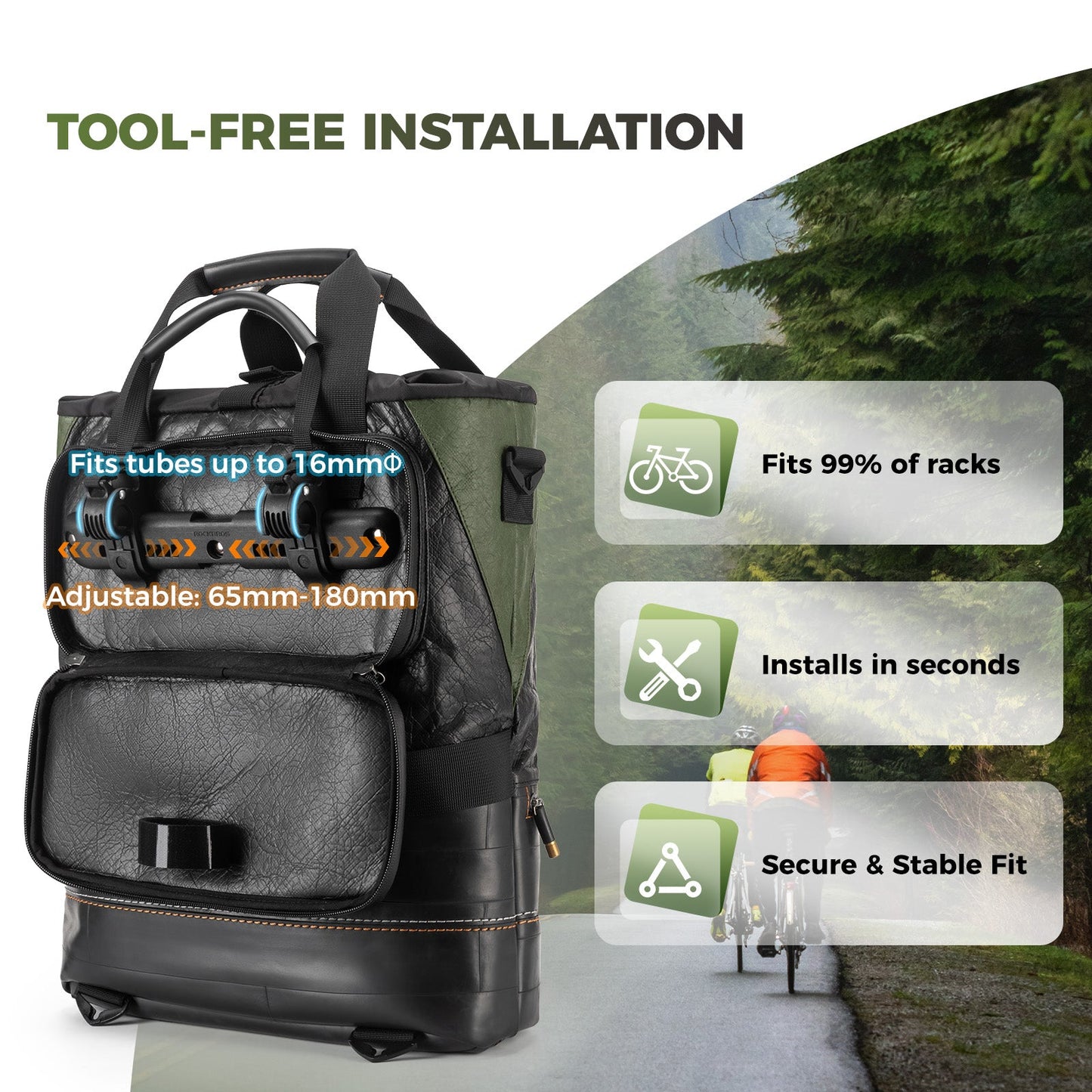 ROAD TO SKY Recycled Tire Bike Panniers - 12L