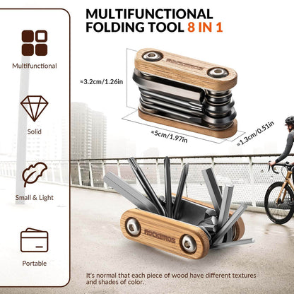 Titanium Bike Multi Tool with Wooden Handle